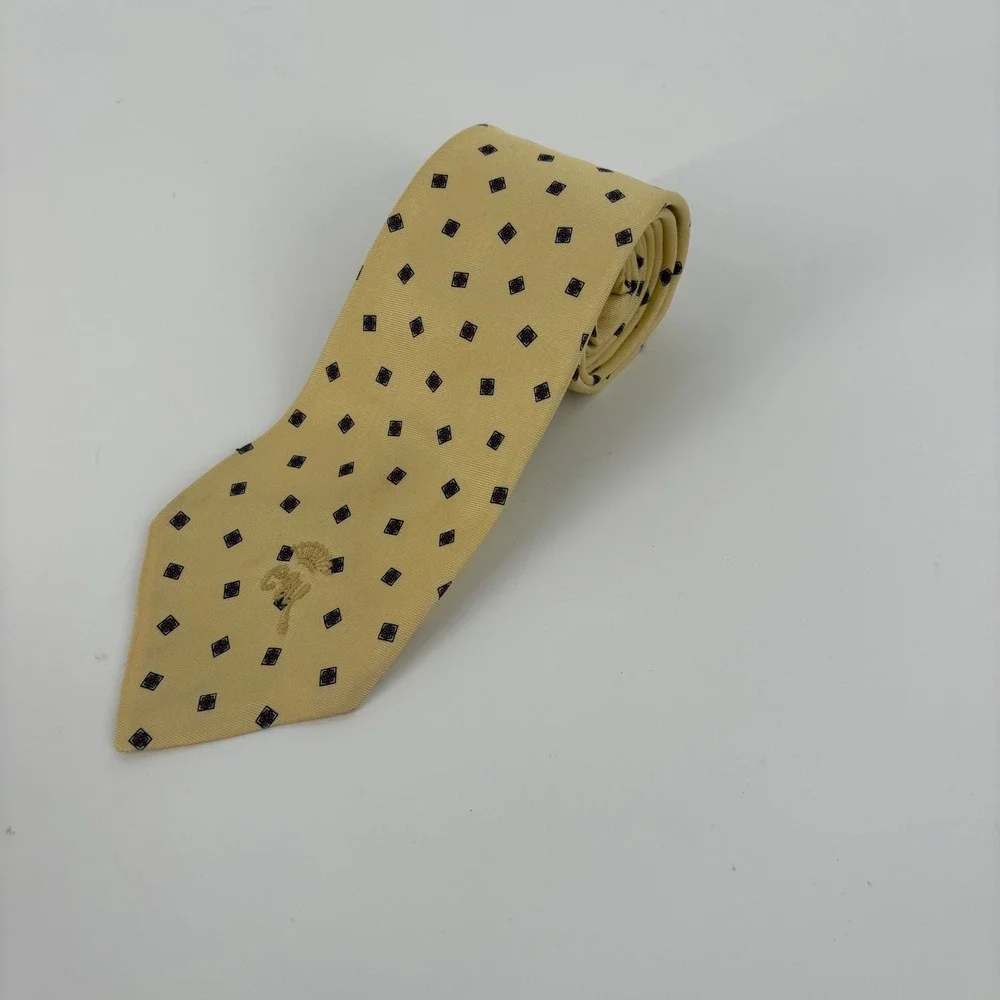 Countess Mara Silk Tie 56x3.75 Mens OS Yellow Geometric Diamond Embroidered Logo